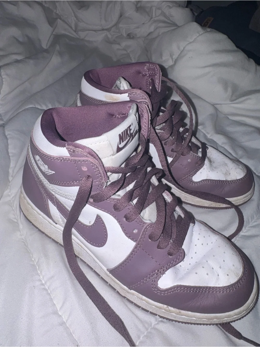 Jordan Women’s High-Top Sneakers in Mauve and White